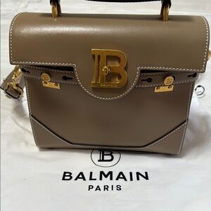 Balmain Tan Satchel Elegant Design Gold Hardware